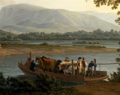 Ferry on Sele, by Jacob Philipp Hackert (1737-1807) بواسطة جاكوب فيليب هاكيرت