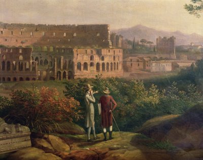 يوهان فولفجانج فون جوته (1749-1832) يزور الكولوسيوم في روما ، c.1790 بواسطة جاكوب فيليب هاكيرت