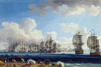 معركة تشيسما في 5 يوليو 1770 بواسطة Jacob Philippe Hackert