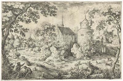Deer Hunt at a Chapel مشهدان لصيد الغزلان (عنوان السلسلة) بواسطة جاكوب سافري (أنا)