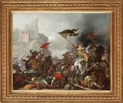 المعركة بين الأتراك والمسيحيين أثناء استيلاء الجيش العثماني على القسطنطينية عام 1453 - رسم جاكوب ماتياس ويير (1620-1670) ، زيت على خشب (39 × 49 سم) - الحرب التركية ، زيت على خشب لجاكوب ماتياس ويير - مجموعة خاصة بواسطة يعقوب ويير