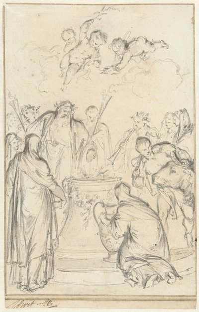 كهنة الوثنيين يذبحون على مذبح بواسطة يعقوب دي فيت