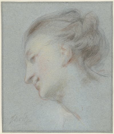 رأس المرأة ، في الصورة الجانبية ، مائلة إلى الأسفل بواسطة Jacob de Wit