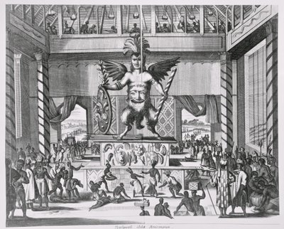 المكسيكي God Huitzilopochtli ، من "Montanus de Niewe and Unknown Weereld" ، 1671 بواسطة يعقوب فان مورس
