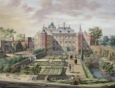 منظر خيالي لـ &39;Het Tolhuis&39; على نهر Merwede ، بالقرب من Gorcum ، c.1654 (الغواش على الرق) بواسطة جاكوب فان دير أولفت