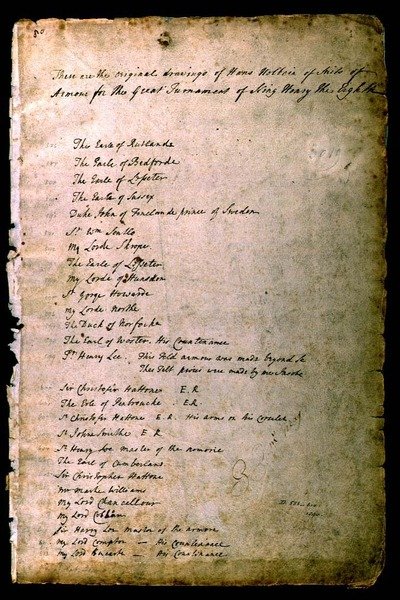 فهرس لدروع الدروع من ألبوم إليزابيث أرموررز ، c.1589 بواسطة جاكوبي هالدر