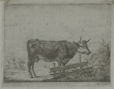 بقرة تقف بجانب السياج بواسطة Jacobus Cornelis Gaal