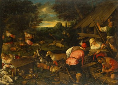 يتحدث الله إلى نوح بعد الطوفان حوالي 1578 (زيت على قماش) بواسطة جاكوبو وباسانو فرانشيسكو (ف.دا بونتي) باسانو
