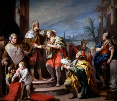جوزيف ديفانت فرعون - جوزيف قبل فرعون - لوحة لجاكوبو أميجوني (جياكومو أميكوني) (1675-1752) ، حوالي 1749 - زيت على قماش ، 283 × 325 - متحف ديل برادو ، مدريد بواسطة جاكوبو أميجوني