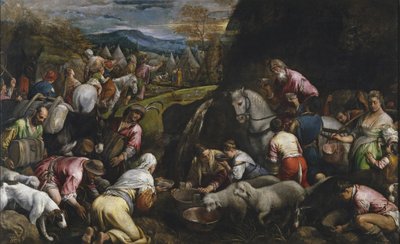 موسى يضرب الماء من الصخر بواسطة Jacopo Bassano il vecchio