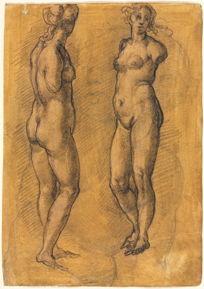نسخة من تمثال قديم لامرأة واقفة (منظران) ، فوق رسم تخطيطي لبوتو بواسطة Jacopo Chimenti