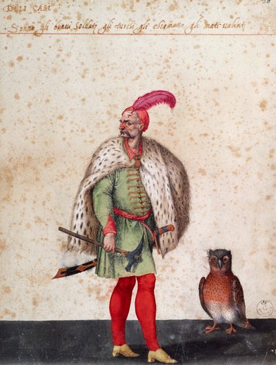 جندي تركي مع بومة ، رسم جاكوبو ليغوزي (1547-1627) بواسطة جاكوبو ليغوزي