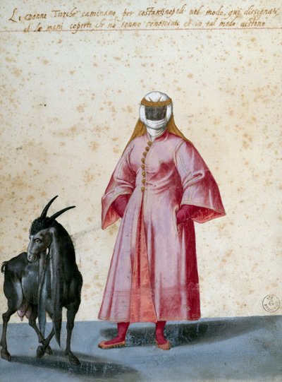 Turkish woman with goat, drawing by Jacopo Ligozzi (1547-1627) بواسطة جاكوبو ليغوزي