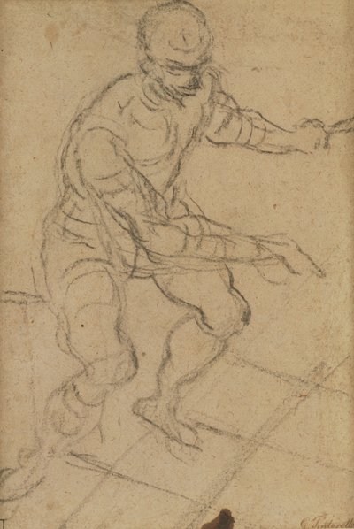 الرجل الجالس من الأعلى (الطباشير الأسود على الورق) (المستقيم) (انظر 160813 لمعرفة الصفحة) بواسطة جاكوبو روبوستي تينتوريتو