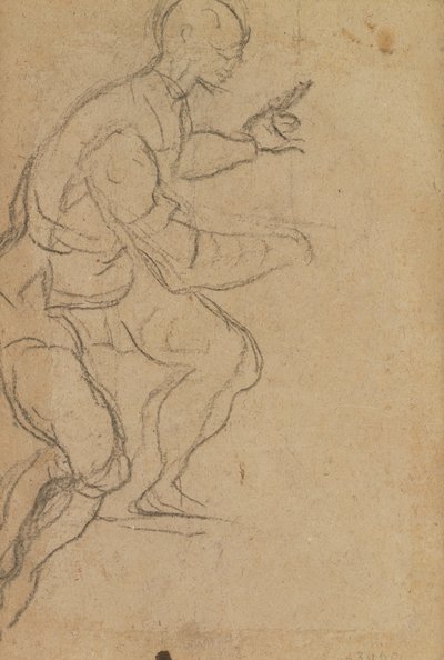 رجل جالس يُرى من الأسفل (طباشير أسود على ورق) (الصفحة الرئيسية) (انظر 160812 لمعرفة المستقيم) بواسطة جاكوبو روبوستي تينتوريتو