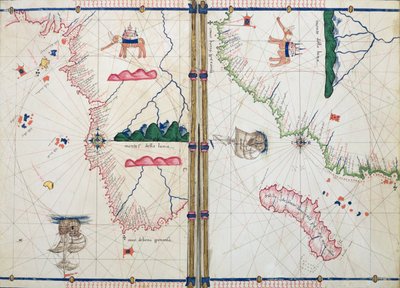 Ms Ital 550.0.3.15 fol.4v-5r خريطة أفريقيا ورأس الرجاء الصالح ، من "Carte Geografiche" بواسطة جاكوبو روسو
