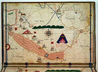 Ms Ital 550.0.3.15 fol.5v خريطة البحر الأحمر ، من Carte Geografiche بواسطة جاكوبو روسو