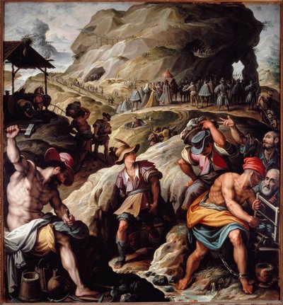 استخراج خام من منجم (رسم بواسطة جاكوبو كوسة