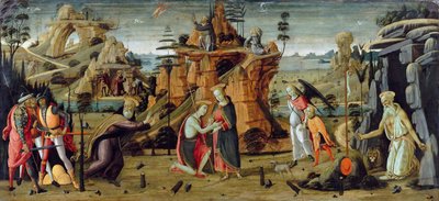 المناظر الطبيعية مع مشاهد الكتاب المقدس وأساطير القديسين بواسطة Jacopo del Sellaio