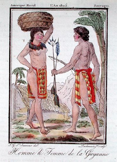 هنود من غيانا الفرنسية ، من "Encyclopedie des Voyages" ، نقش لاشوسي الأصغر بواسطة جاك (بعد) Grasset de Saint-Sauveur