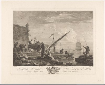 شخصيات على ضفة نهر في بلاد الشام 1ere vue du Levant (العنوان على الكائن) بواسطة كلود جوزيف فيرنيه