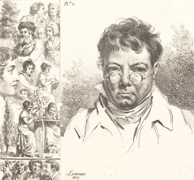 صورة شخصية ورؤوس أخرى ، 1819 (طباعة حجرية) بواسطة جاك أنطوان ماري ليموين
