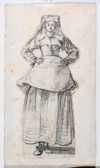 Bourgeoises Dans Differentes Attitudes, from Prints Album 21, number 304 (chalk on paper) بواسطة جاك كالوت