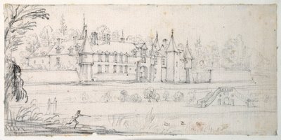 Chateau de Chantelou, in the valley of the Orge, between Linas and Chestres (black chalk on paper) بواسطة جاك كالوت