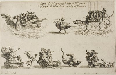 دخول Monseigneur Henry de Lorraine ، Marquis de Moy ، تحت اسم Pirandre ، من The Combat at the Barrier بواسطة جاك كالوت