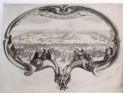 L'Eventel: "" مبارزة بحرية على أرنو في فلورنسا في 25/7/1619 "" مطبوعات مع eau forte بواسطة Jacques CalLot (1592-1635) 1619 باريس ، متحف اللوفر بواسطة جاك كالوت