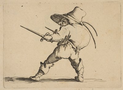 Le Dueliste a LÉpée et au Poignard المبارز بالسيف و Daggar ، من Varie ... ، 1616-22. بواسطة جاك كالوت