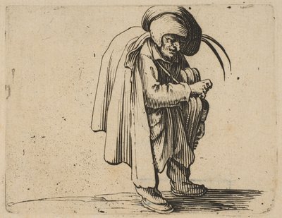 Le Jouer de Vielle The Hurdy-Gurdy Player ، من Varie Figure Gobbi ، جناح يسمى aus ... ، 1616-22. بواسطة جاك كالوت