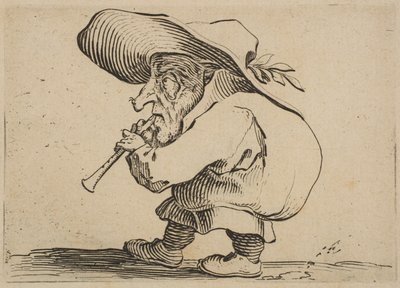 Le Joueur de Flageolet The Flageolet Player ، من Varie Figure Gobbi ، جناح يسمى ... ، 1616-22. بواسطة جاك كالوت