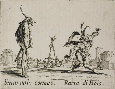 Horned Smaraolo - الجلاد Ratsa ، اللوحة 4 من Balli di Sfessania بواسطة جاك كالوت