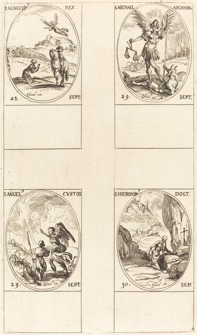 سانت Wenceslas؛ القديس ميخائيل رئيس الملائكة ؛ الملاك الحارس سانت جيروم بواسطة جاك كالوت