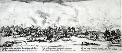 المعركة ، اللوحة 3 من "البؤس ومصائب الحرب" ، نقشها إسرائيل هنرييت (c.1590-1661) 1633 بواسطة جاك كالوت