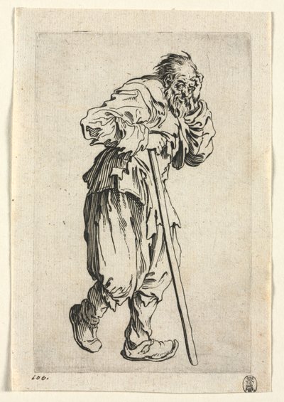 المتسولون: متسول متكئ على عصا ، ج. 1623. بواسطة جاك كالوت