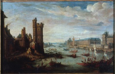 تور دي نيسل والجاليري الكبير ومتحف اللوفر، من بونت نوف، حوالي عام 1630، بين عامي 1625 و1635 (زيت على قماش) بواسطة جاك كالوت
