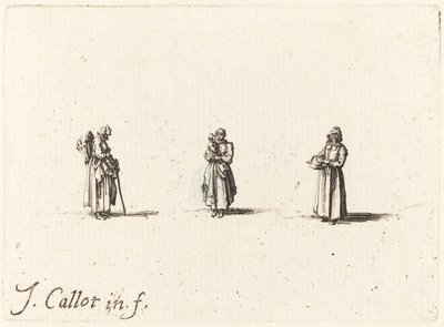 ثلاث نساء ، إحداهن تحمل طفلاً ، عام 1634 على الأرجح. بواسطة جاك كالوت