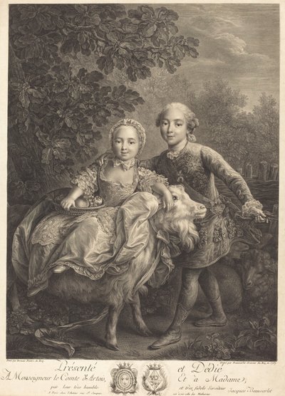 The Comte d'Artois وأخته Mademoiselle Clotilde بواسطة جاك فيرمين بوفارليت بعد فرانسوا هوبير درويس