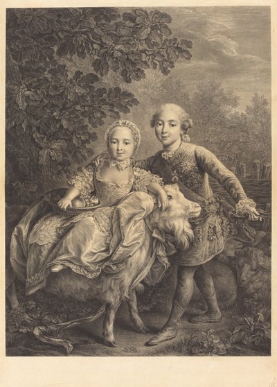 The Comte d'Artois وأخته Mademoiselle Clotilde بواسطة جاك فيرمين بوفارليت بعد فرانسوا هوبير درويس