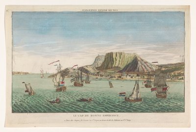 منظر لرأس الرجاء الصالح في جنوب إفريقيا Cap de Bonne Esperance (العنوان على الكائن) بواسطة جاك غابرييل هوكييه