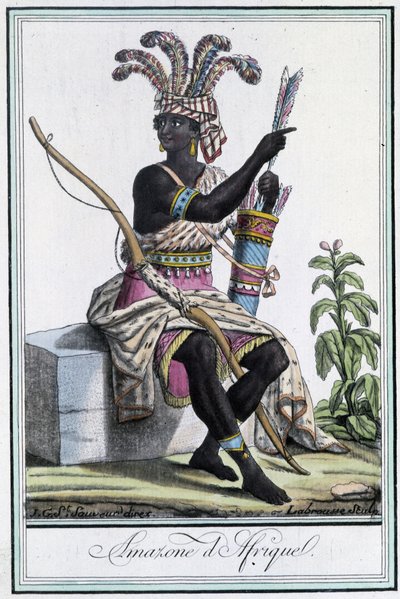 Amazon of Africa - في "" Encyclopedia of Travels "بقلم Grasset St Sauveur ، محرر. 1796 بواسطة جاك غراسيت دي سانت سوفير
