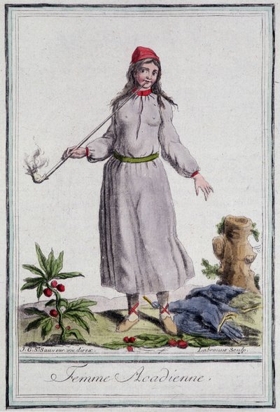 امرأة أكادية - في "" موسوعة الأسفار "بقلم Grasset St Sauveur ، محرر. 1796 بواسطة جاك غراسيت دي سانت سوفير