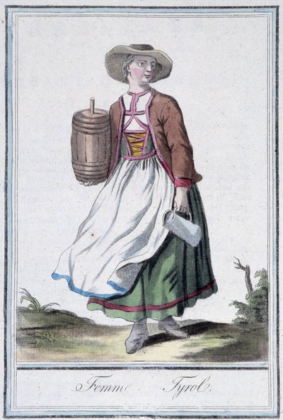 Femme of Tyrol - in “” Encyclopedia of Travels”” by Grasset St Sauveur, ed. 1796 بواسطة جاك غراسيت دي سانت سوفير