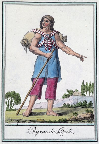 Peasant de Quito (الإكوادور) - في "" Encyclopedia of Travels "بقلم Grasset St Sauveur ، محرر. 1796 بواسطة جاك غراسيت دي سانت سوفير