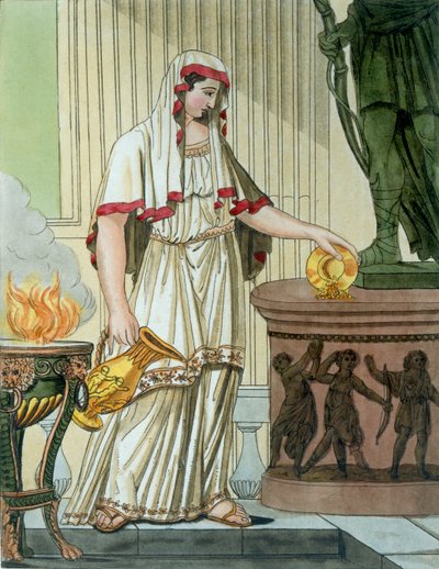 العذراء العذراء ، رسم توضيحي من L&39;Antique Rome ، منقوش بواسطة Labrousse ، تم نشره عام 1796 بواسطة جاك غراسيت دي سانت سوفير