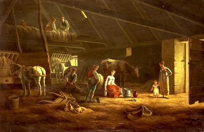 A Milkmaid ، Farmhands and Ploughing in A Barn بواسطة جاك لوران (دائرة) أغاس