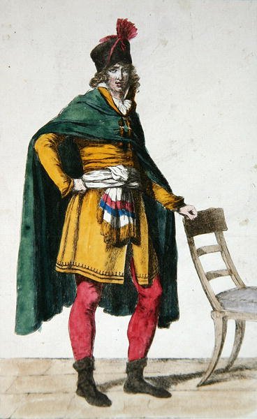 اللباس المدني لمواطن فرنسي ، 1795 (نقش ملون) بواسطة جاك لويس (بعد) ديفيد
