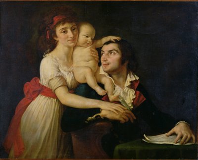 كميل ديسمولين (1760-94) زوجته لوسيل (1771-1994) وابنهما هوراس كميل (1792-1825) حوالي 1792 (زيت على قماش) بواسطة جاك لويس (ورشة عمل) ديفيد